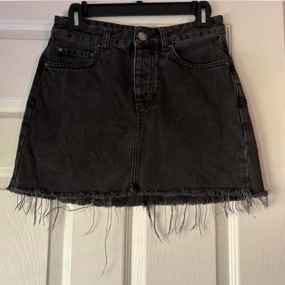 ASOS Charcoal Frayed Mini Skirt